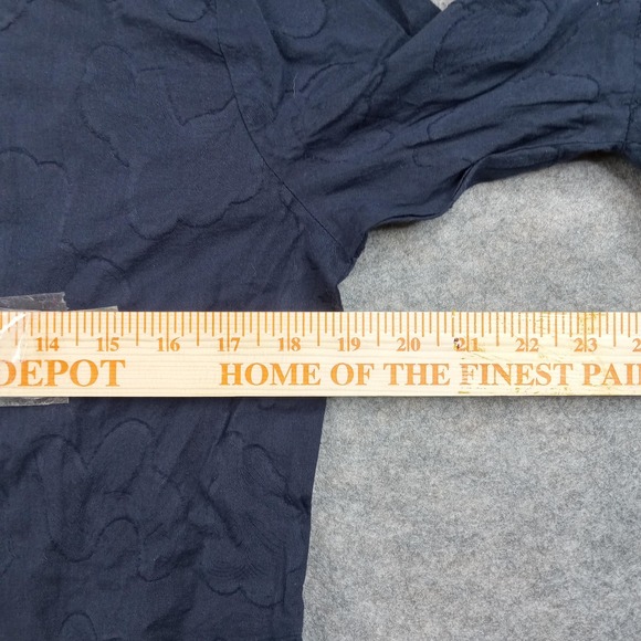 LOFT Blouse Womens Small Navy Blue Ruffle Bell Sleeve Peplum Cotton Boho Top - Picture 6 of 7